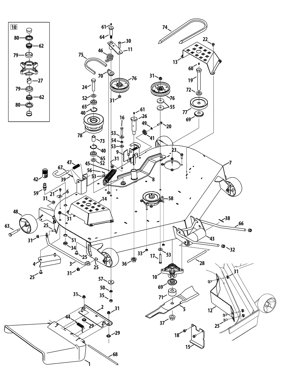 Mower Deck 48-Inch Fabricated Diagram and Parts List for 19A40015 (48Inch-100)(2012) Cub Cadet Lawn Tractor